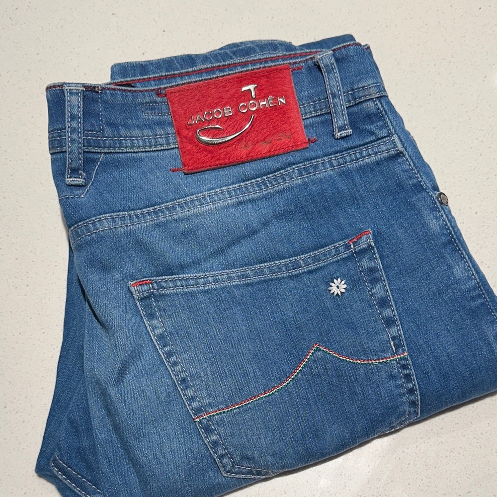 Jacob Cohen Classic Blue Jeans with Red Stitching